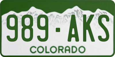 CO license plate 989AKS