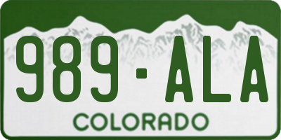 CO license plate 989ALA
