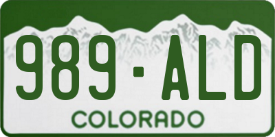 CO license plate 989ALD