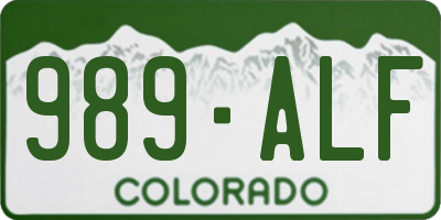 CO license plate 989ALF