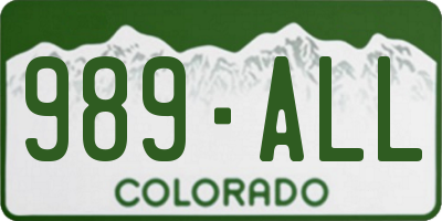 CO license plate 989ALL