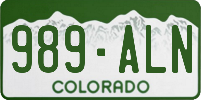 CO license plate 989ALN