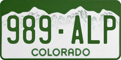 CO license plate 989ALP