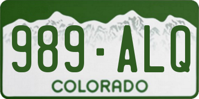 CO license plate 989ALQ
