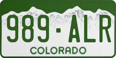 CO license plate 989ALR