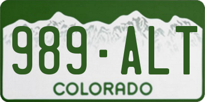 CO license plate 989ALT