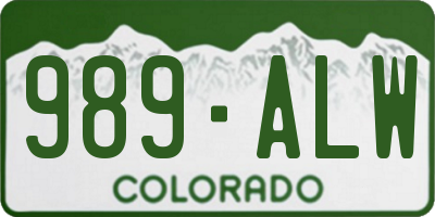 CO license plate 989ALW