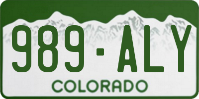 CO license plate 989ALY