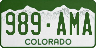 CO license plate 989AMA