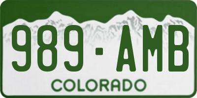 CO license plate 989AMB