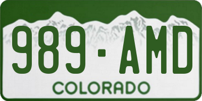 CO license plate 989AMD