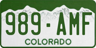 CO license plate 989AMF