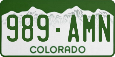 CO license plate 989AMN