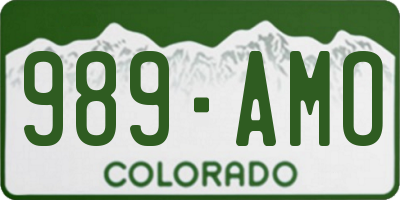 CO license plate 989AMO