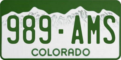 CO license plate 989AMS
