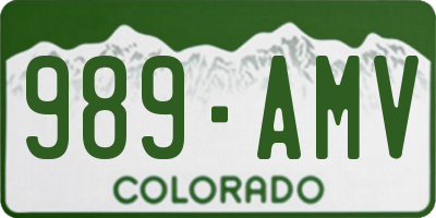 CO license plate 989AMV