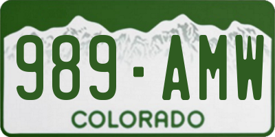 CO license plate 989AMW