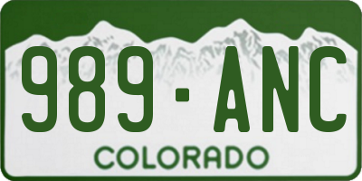 CO license plate 989ANC