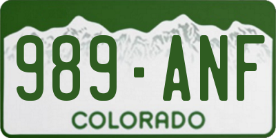 CO license plate 989ANF