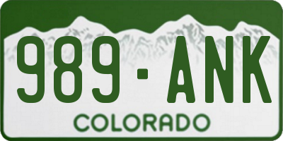 CO license plate 989ANK