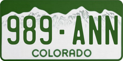 CO license plate 989ANN