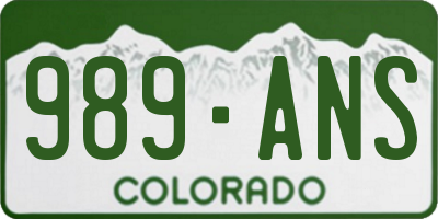 CO license plate 989ANS