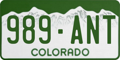 CO license plate 989ANT