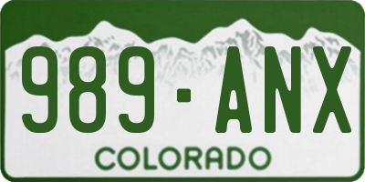 CO license plate 989ANX