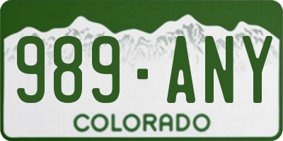 CO license plate 989ANY