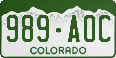 CO license plate 989AOC