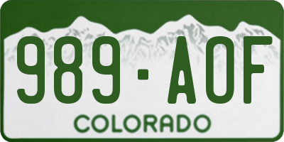 CO license plate 989AOF