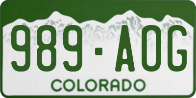CO license plate 989AOG