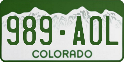CO license plate 989AOL