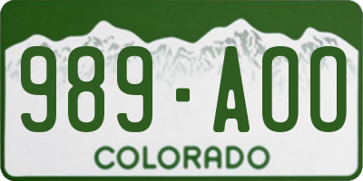 CO license plate 989AOO