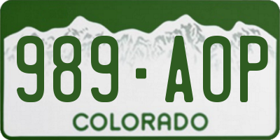 CO license plate 989AOP