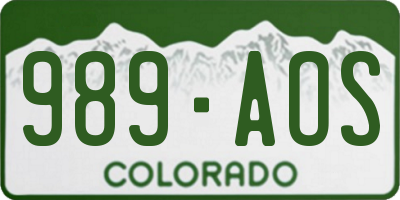 CO license plate 989AOS