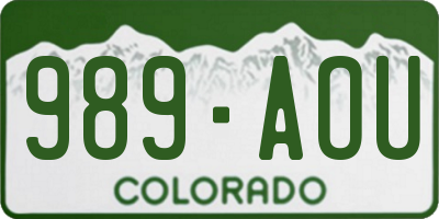 CO license plate 989AOU