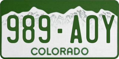CO license plate 989AOY