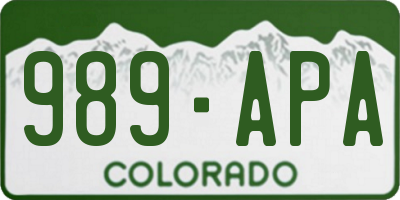 CO license plate 989APA