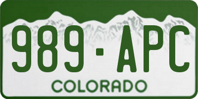 CO license plate 989APC