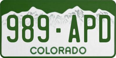 CO license plate 989APD