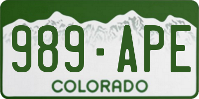 CO license plate 989APE