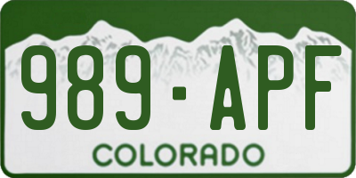 CO license plate 989APF