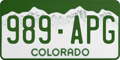 CO license plate 989APG