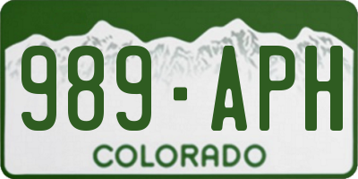 CO license plate 989APH