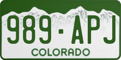CO license plate 989APJ