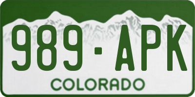 CO license plate 989APK