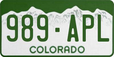 CO license plate 989APL