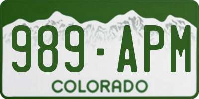 CO license plate 989APM