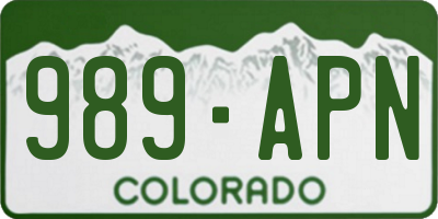 CO license plate 989APN